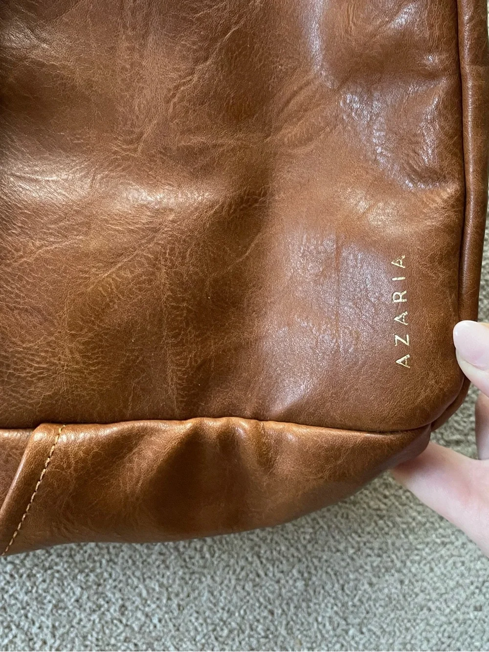 Azaria Tan Vegan Leather Baby Diaper Bag
